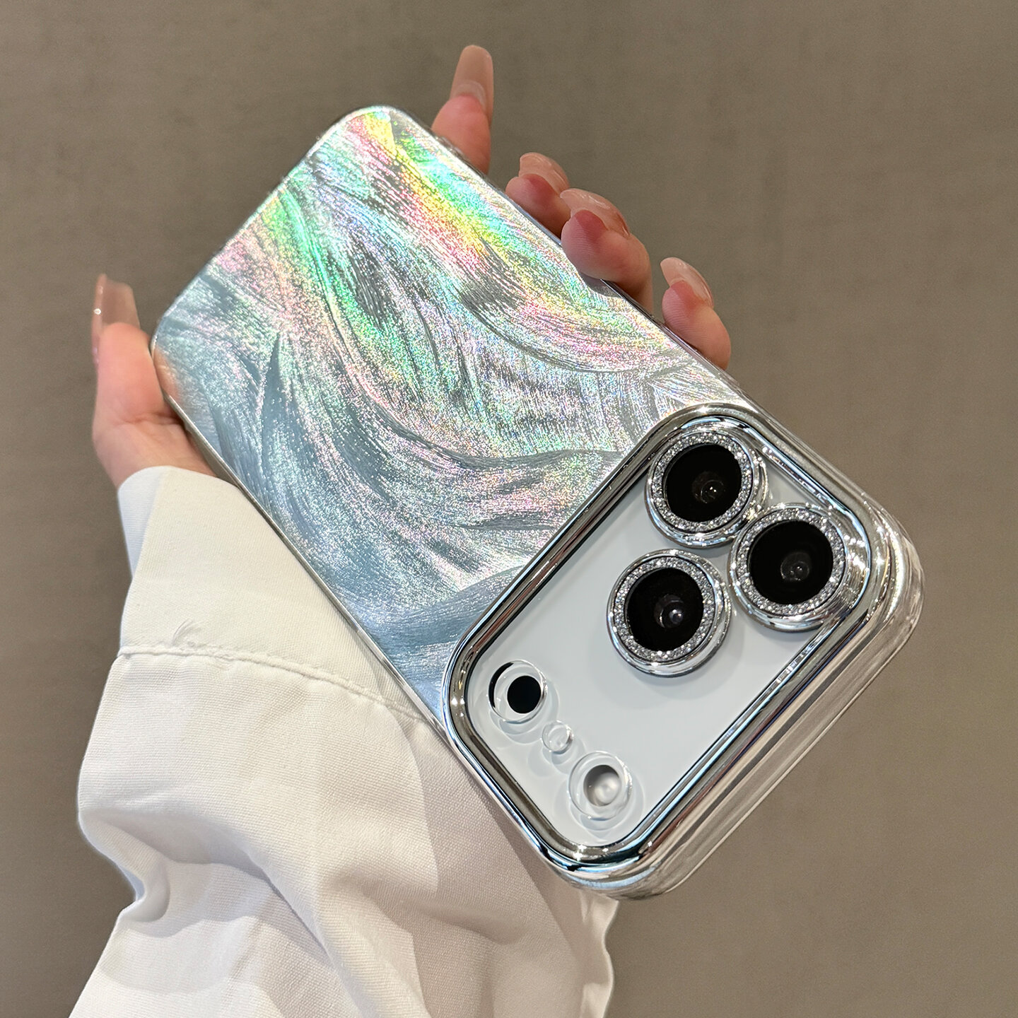 Luxury Glitter Laser Cell Phone Case With Lens Protector_voghion.com