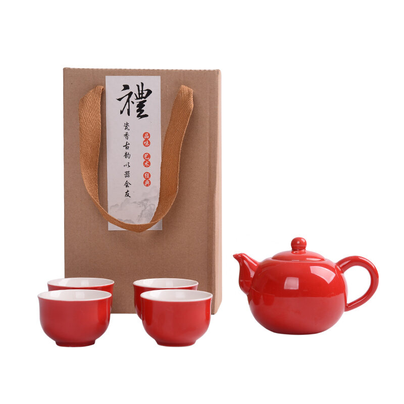 Teapot Tea Cup with Handle Tea Cup Kung Fu Teapot Tea Cup Red Tea Set