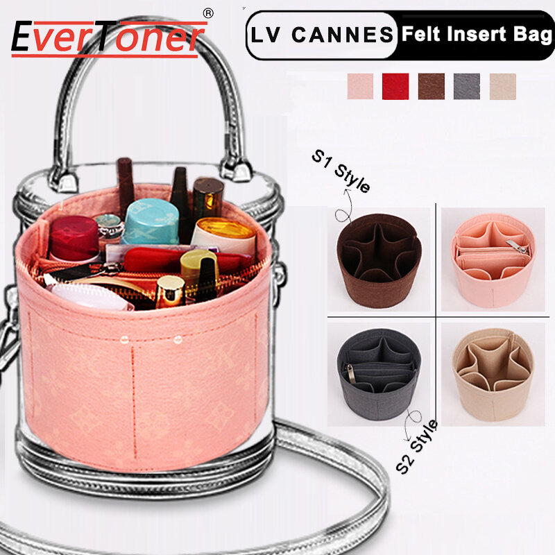 For LV Cannes Make up Organizer Felt Cloth Handbag Insert Bag Travel Inner  Purse Portable Cosmetic Bags