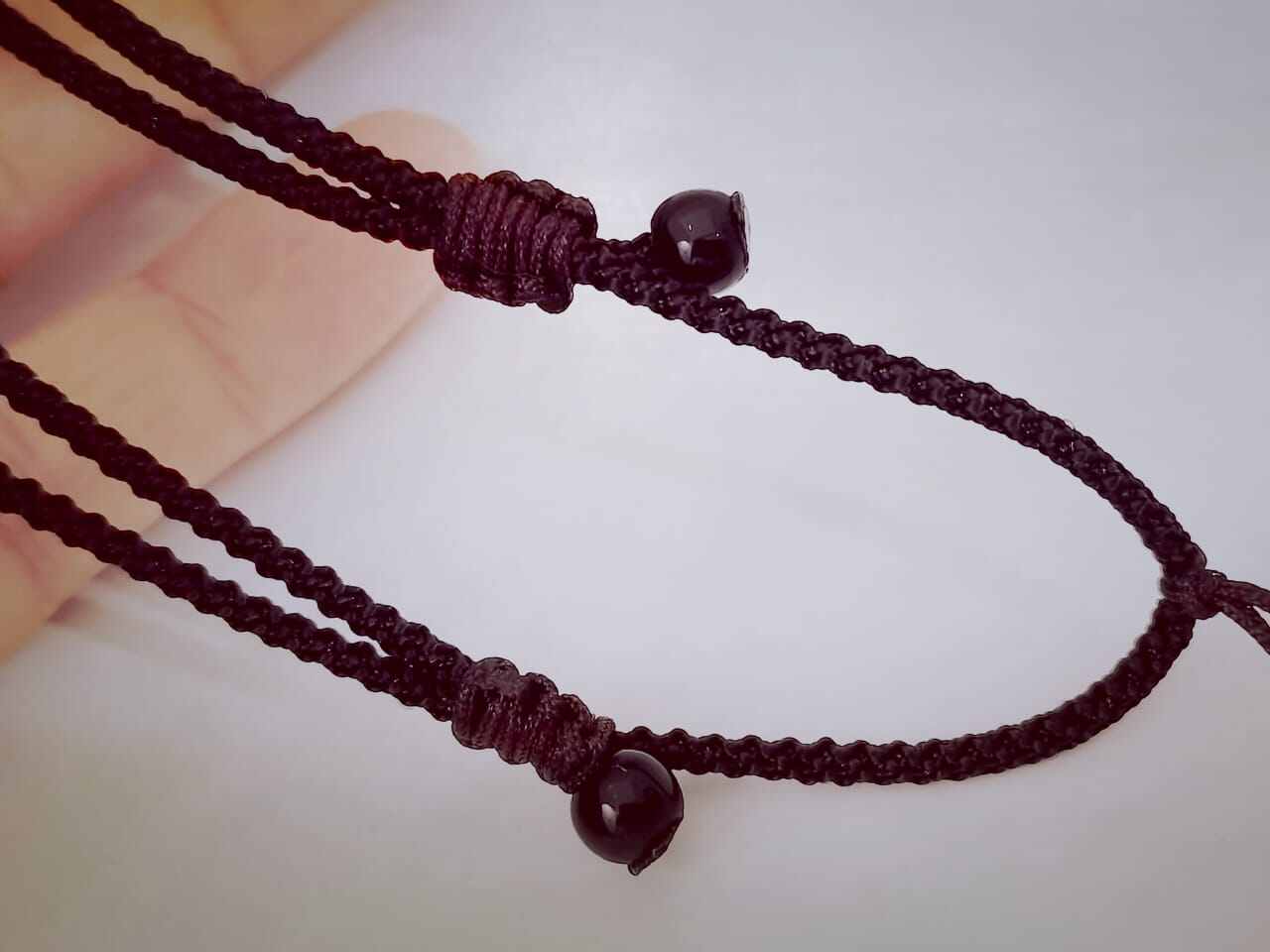 Black Handwoven Cord Adjustable Necklace 2mm Cord Necklace