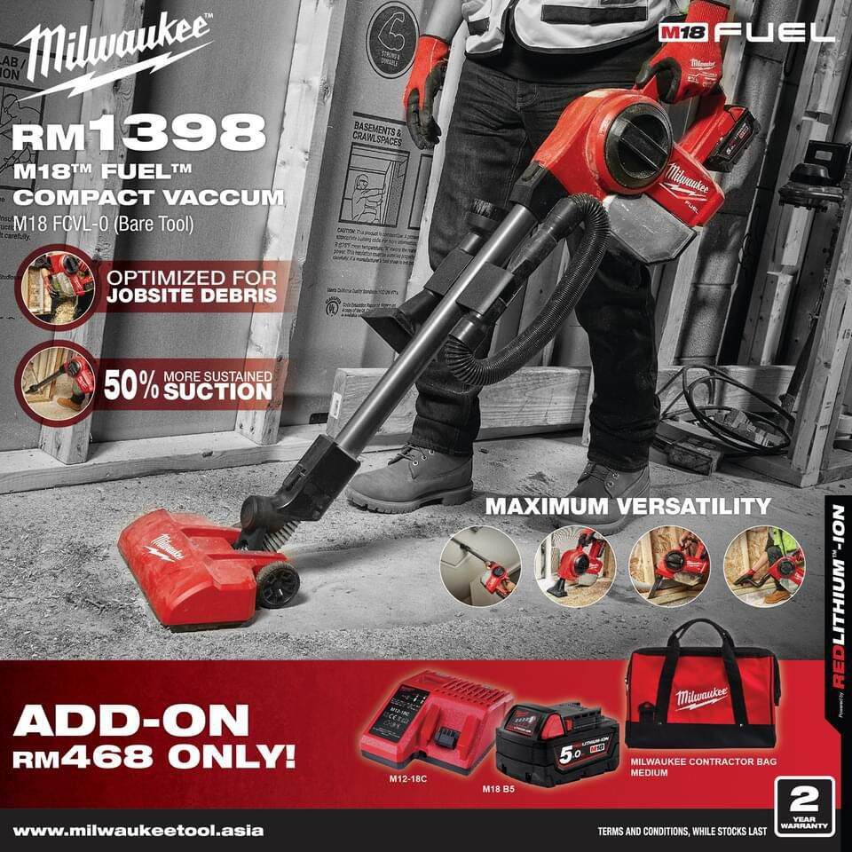 Milwaukee M18 FUEL Compact Vacuum (M18FCVL) Lazada
