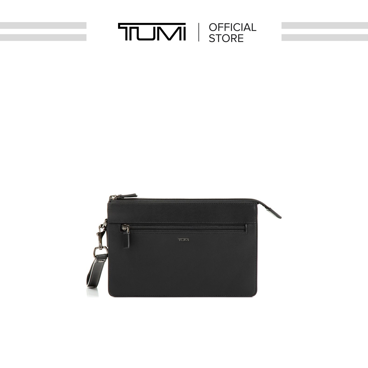 TUMI NASSAU DOUBLE ZIP CLUTCH BLACK SMOOTH COLOUR Lazada