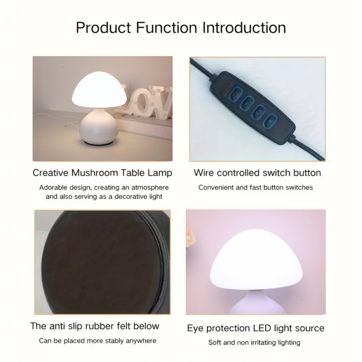 Usb Mushroom Led Night Light With Three Color Dimming Soft Glow_voghion.com