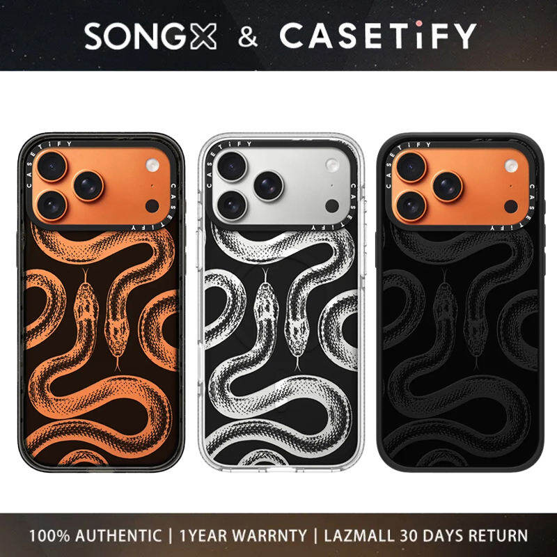 SONGX Casetify Acrylic Phone Case Co Branded Black Snake King Case With Magsafe For iPhone 17 16 15 14 13 12 Pro Max/ iPhone 17 16 15 14 13 12 Pro/ iPhone 17 16 15 14 13 12/ iPhone 17Air Anti Fall Protective Cover