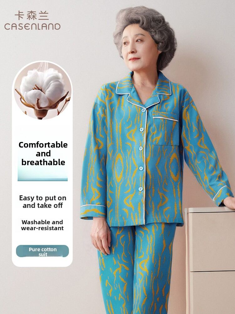CASENLAND | Cotton Sleepwear for Seniors and Mothers Long Sleeve 2025 Autumn Winter Harga  108 Ringgit*Penghantaran Percuma