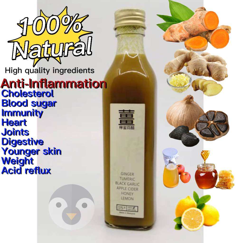 Ancient Goodness 100 Natural Turmeric Black Garlic Ginger Apple Cider Vinegar Honey Lemon 375ml Halal Vegetarian Lazada