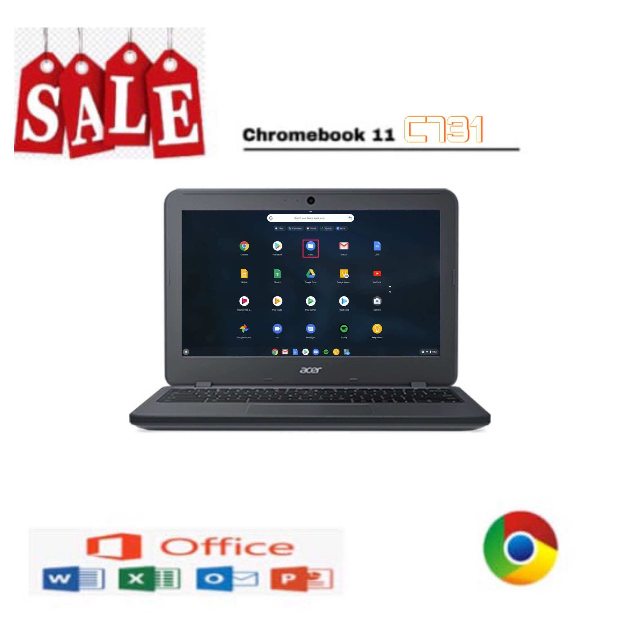 Acer C731 Chromebook 4Gb Ram 16Gb Ssd - Convertible Laptop With