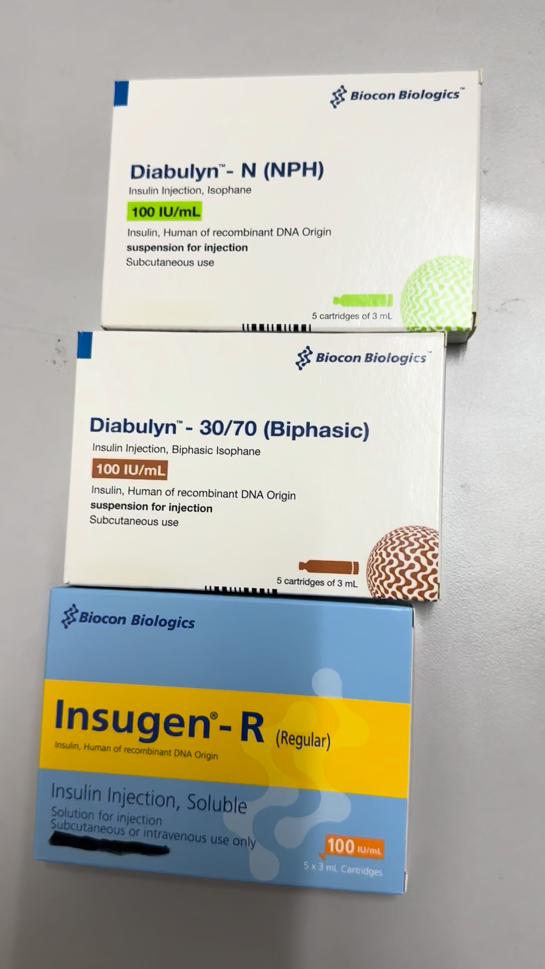 Biocon Biologics Insupen for Insugen R N 30/70 Diabulyn 5 catridges of ...