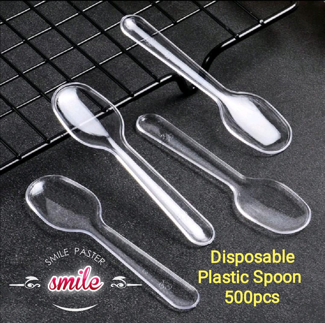 ECON] 50pcs Disposable Plastic Spoon / Plastic Fork - 6.5 Inch - White