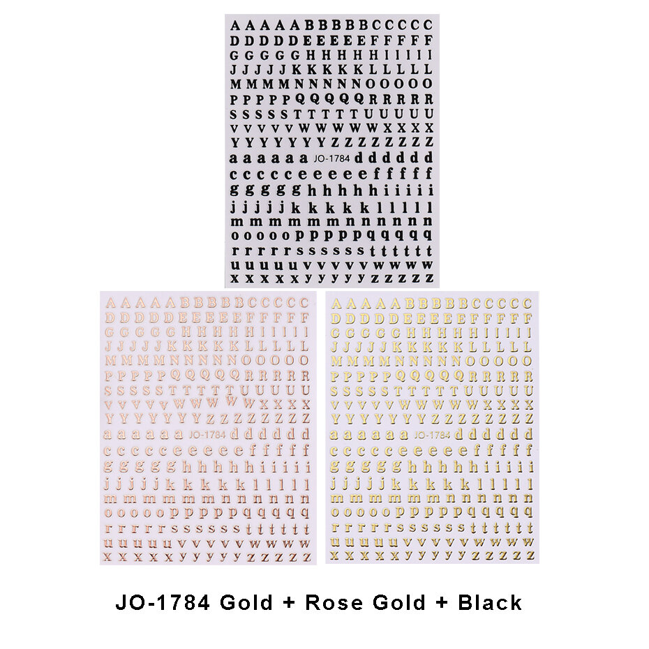 3pcs Small 26 Alphabet Letter Number Sticker Roman Letter Nail Stickers Uppercase Lower Case English Letter Design Stickers DIY