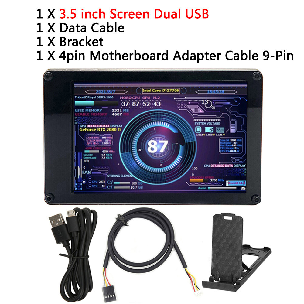 3/5/8.8inch IPS USB Secondary Screen HD-MI Computer CPU GPU RAM HDD SSD ...