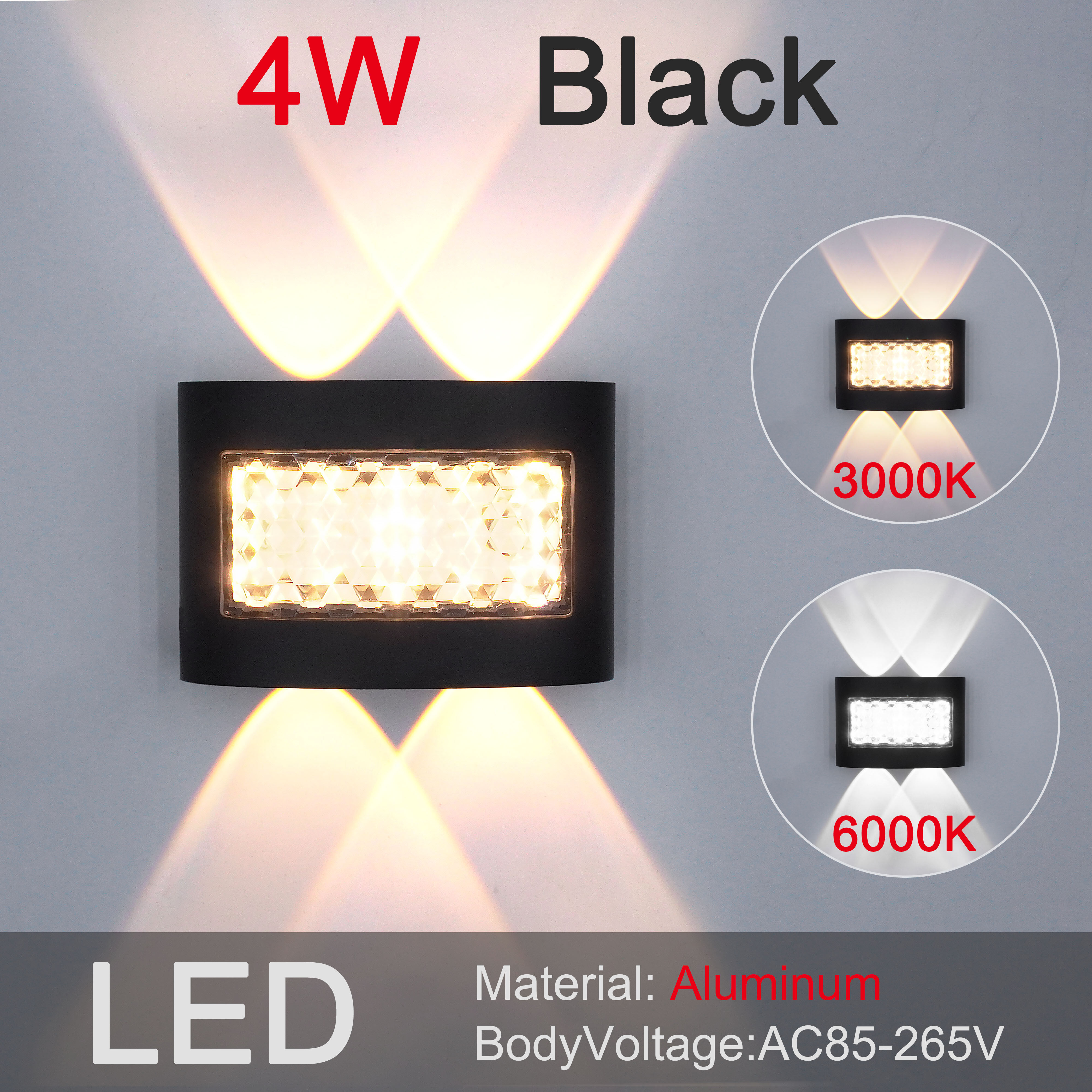 Outdoor LED waterproof wall light IP65 made of aluminum and plastic compatible with indoor and outdoor sconces suitable for corridors gardens stairs entrances balconies bedrooms living rooms bathrooms dining rooms