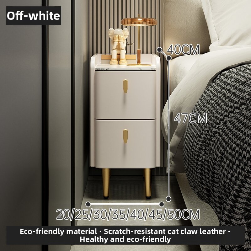ZHUSHANXIA | Ultra Narrow Solid Wood Nightstand Luxury Cream Style Small Bedside Storage Cabinet