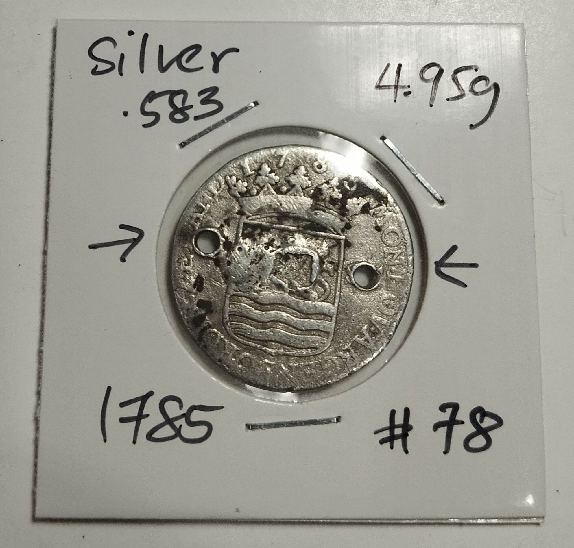 1pc Netherlands 6 Stuivers 1785 Silver #78
