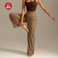 Moving Peach Draped Wide-Leg Pants women High Waist Loose Sports Pants Back Pocket  Cloud-Touch Lycra Wide Waist Band Breezy Cool Daily wear jogging Yoga ELG
