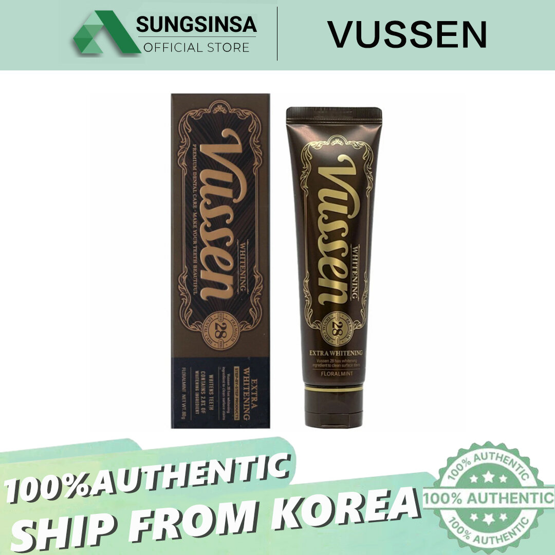 [100% Original] VUSSEN 28 Toothpaste 80g | 1+1 –Strongest Whitening,Refreshing Gel Formula for Clean,Extra Brightening floral Mint Flavour