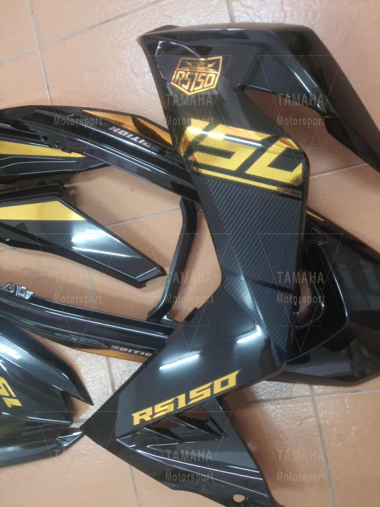 Honda Rs150 rs150r v1 v2 Body Cover Stripe Sticker gold chrome carbon ...