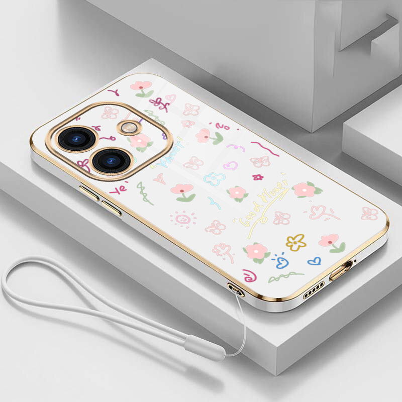 OPPO A5i Pro A5iPro Luxury Glossy Shell Flower Square Edge Shell Silicon Soft Cover. 