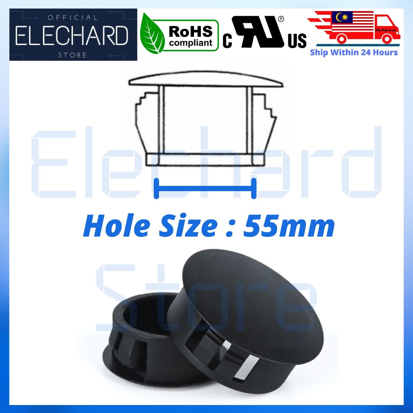 1pc 55mm100mm PVC Hole Plug Hole Cover Black Nylon Rubber Grommet Type