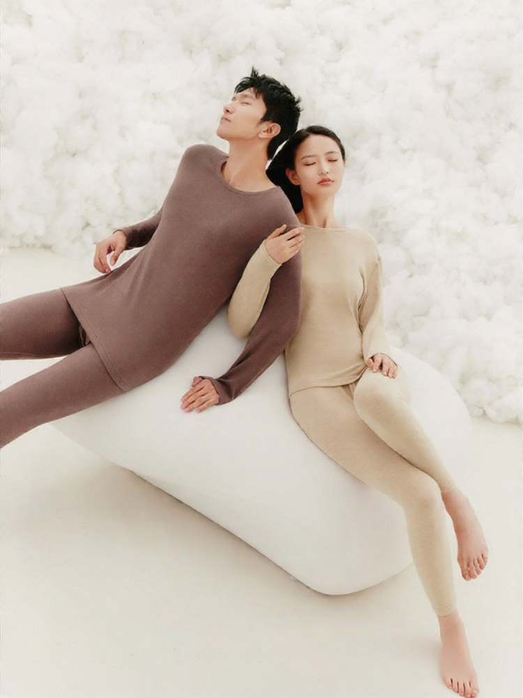 THREEGUN | Thickened Camel Wool Protein Warm Underwear Set For Men Antibacterial Skin Beauty Far Infrared Heating One-Piece Long Sleeve Thermalwear Harga 107 Ringgit*Penghantaran Percuma