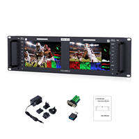 FEELWORLD FRM701G Dual 7 Inch 3RU 12G SDI Rackmount Monitor with 3D LUT Waveform IPS 1920x1200 Resolution 12G SDI HDMI Input Output for Live Production Studio Filmmaking