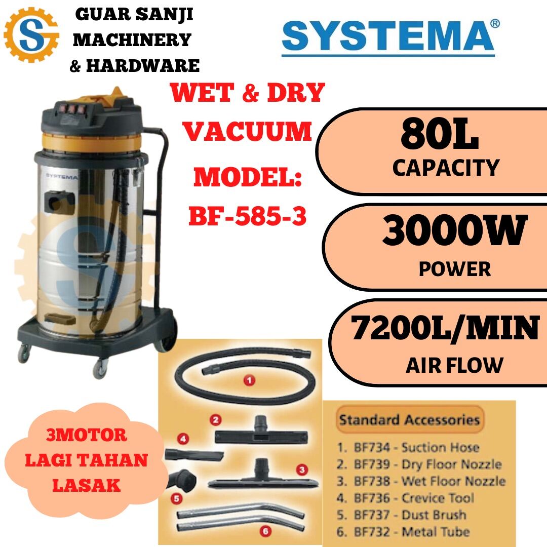 SYSTEMA BF5853 3MOTOR 80LITRE 3000W INDUSTRIAL HEAVY DUTY USE WET AND