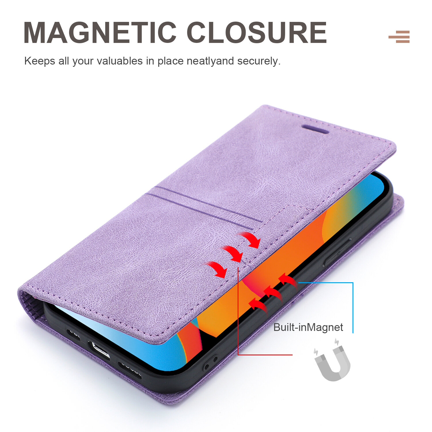 Leather Wallet Phone Case With Magnetic Card Holder For Iphone_voghion.com