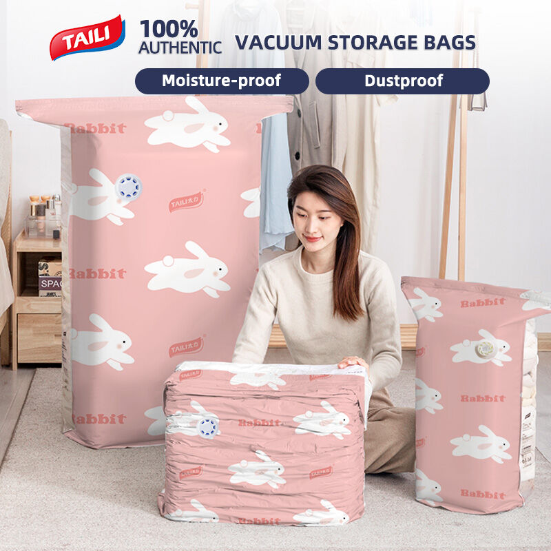 TAILI Roll Up Vacuum Storage Bags For Clothes Travel 10 Packs 5 Large, 5 Medium Reusable Storage Bags Saves 80% Of Space No Need Vacuum Machine Or