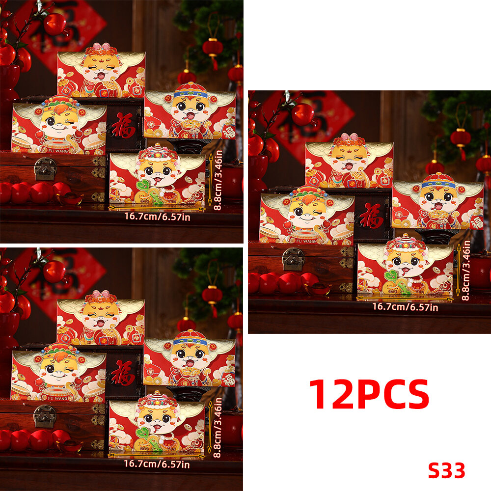4/6/12 Pcs Red Envelopes 2025 Chinese New Year Lucky Money Year of the Snake Spring Festival Hong Bao for Children Red Packets