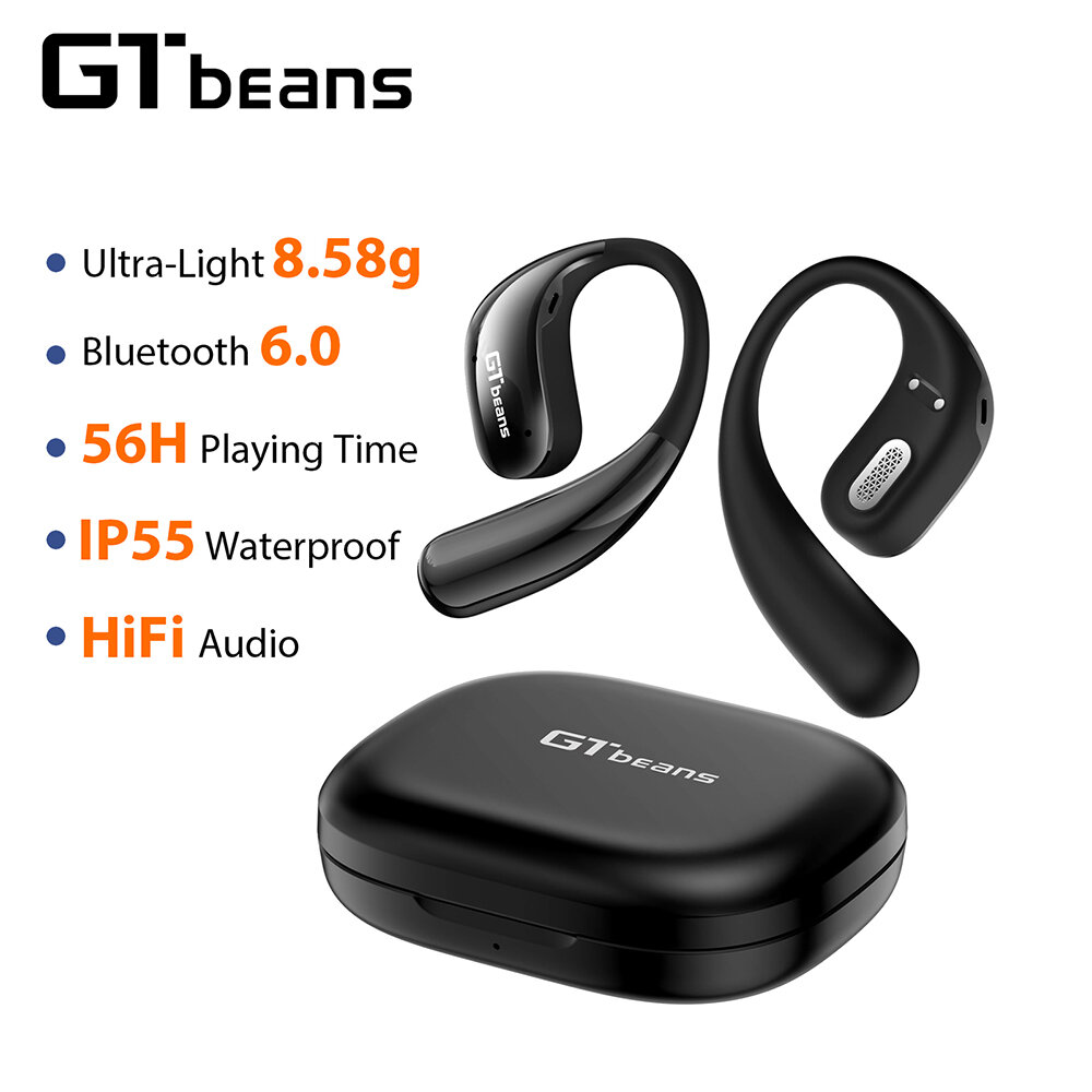 Open Ear Earphones True Wireless OWS Headphones With Earhooks IP55 Waterproof Earbuds Cycling Drive Sport Running Yoga HIFI Music Bone Conduction Bluetooth 6.0 Ultralight 8.58g Stereo Bass Noise reduction