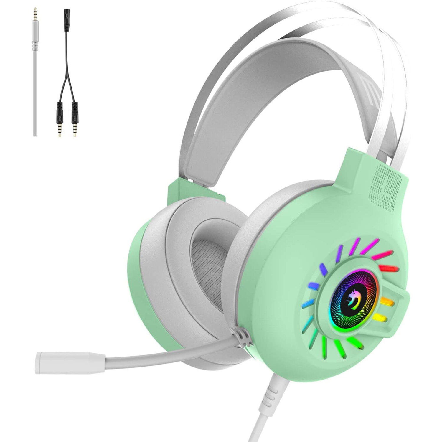 ATTACK SHARK x MAMBASNAKE Gaming Headset, 3.5mm Stereo Wired Over-Head Gaming Headphone with RGB Rainbow Backlit, Professional Headphone Stereo Surround Sound and Noise Canceling Microphone Giá  173,712 Đồng*Miễn phí vận chuyển