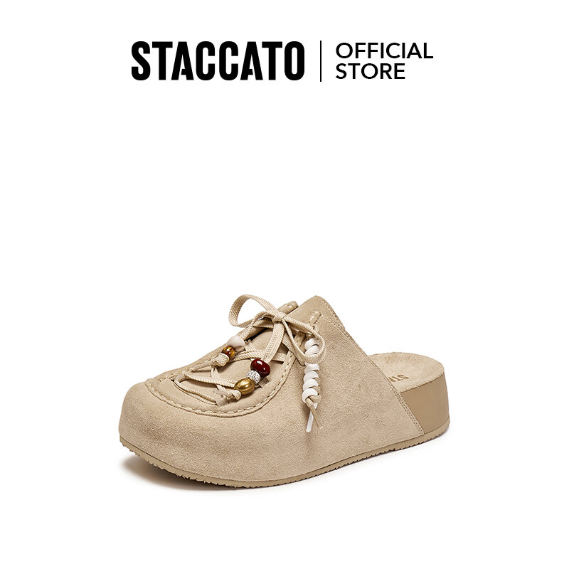 Staccato Women's Retro Birken stock Slippers Round Toe Thick Bottom Slippers EF607 ราคา 4,500 บาท*ส่งฟรี