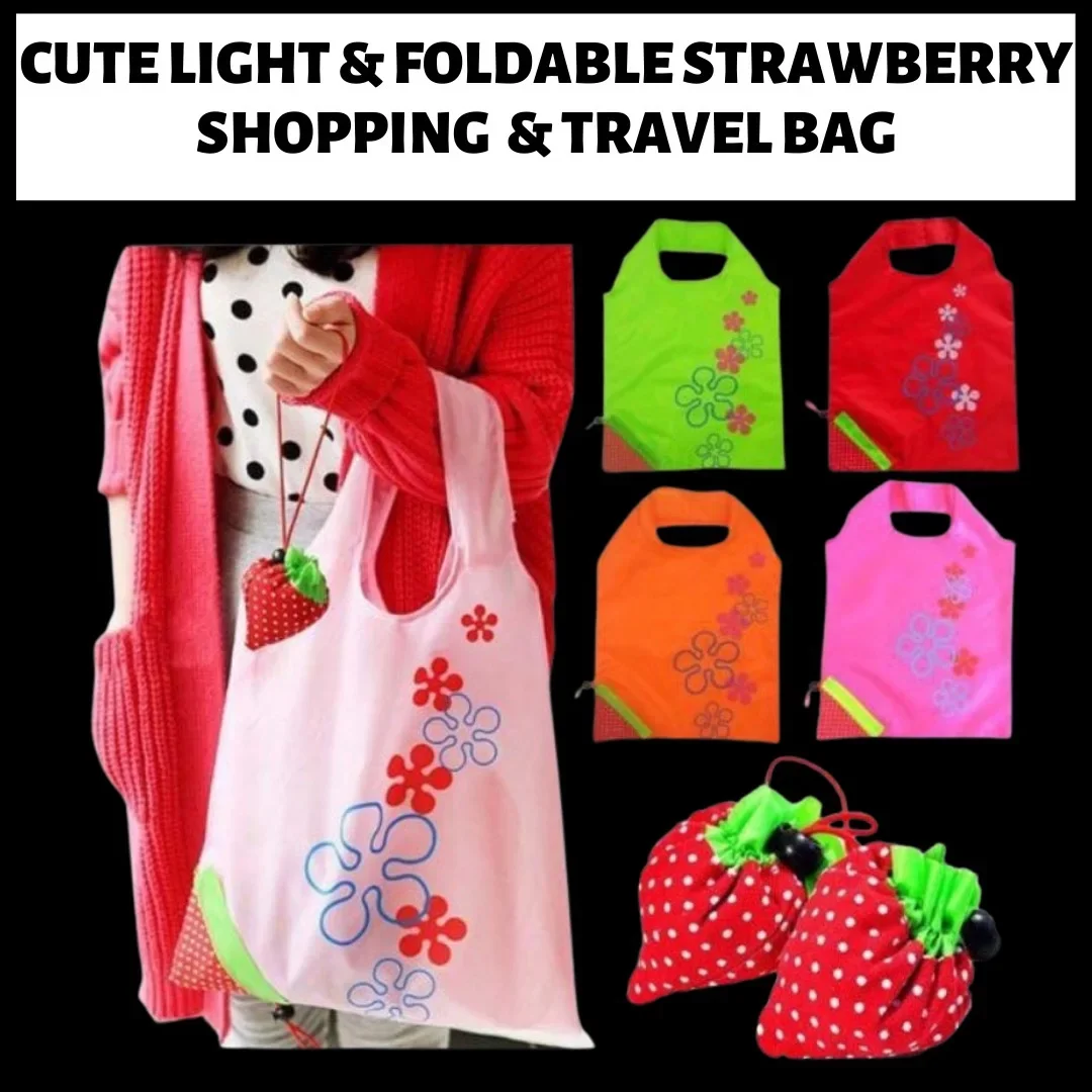 IBZ- Beg Berpantang Hot Item Cute Light & Foldable Strawberry Shopping Bag Beg Telekung Travel