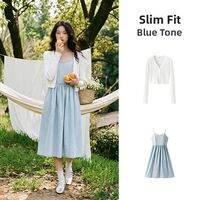 Semir | Summer V-Neck Cool Short Open Dress With Slip Two-Piece Set