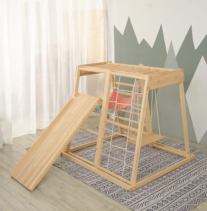 [Msia Ready Stock] Wooden Climbing Frame Slide Indoor Gym Playset