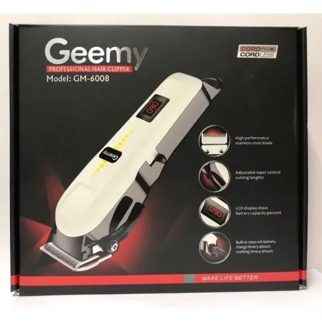 Geemy GM 6008 Professional Hair Clipper Hair Cutter Led Display