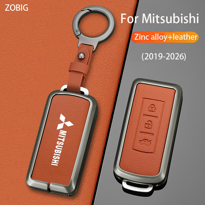 ZOBIG Zinc alloy+leather Mitsubishi motorcycle Key Cover Case Fit for 2019-2026 Mitsubishi Xpander Triton Pajero Sport Mirage Strada Outlander Eclipse Cross ASX Remote Smart Car Key ราคา 365 บาท*ส่งฟรี