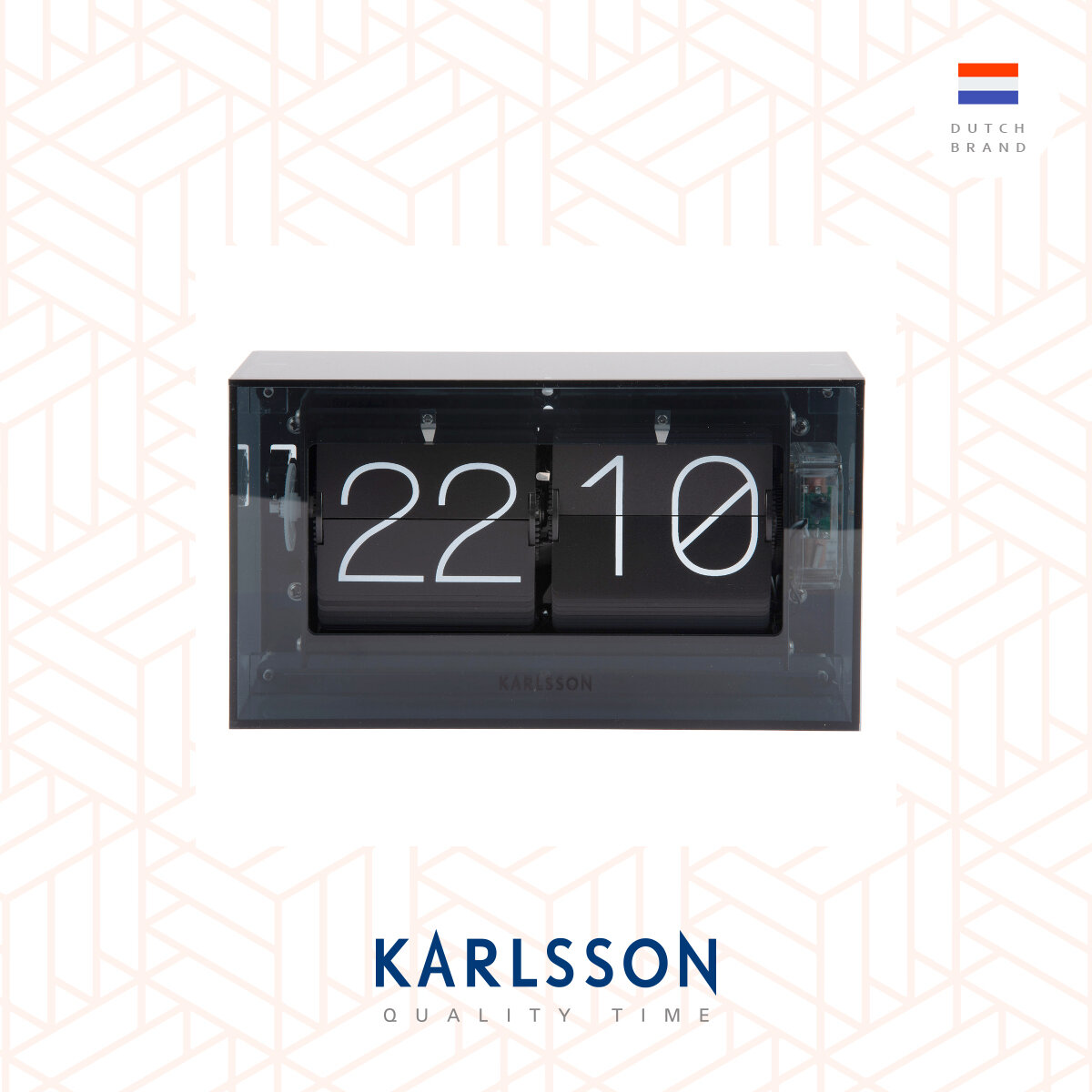 Karlsson Wall/Table clock Boxed Flip acrylic black [Ready Stock] Flip Clock Table clock Modern Luxury for Living Room Home Decor