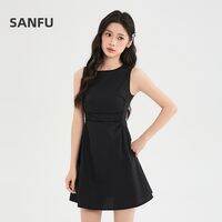 SANFU | Elegant Pleated Waist-Accentuated Simple A-Line Sleeveless Dress