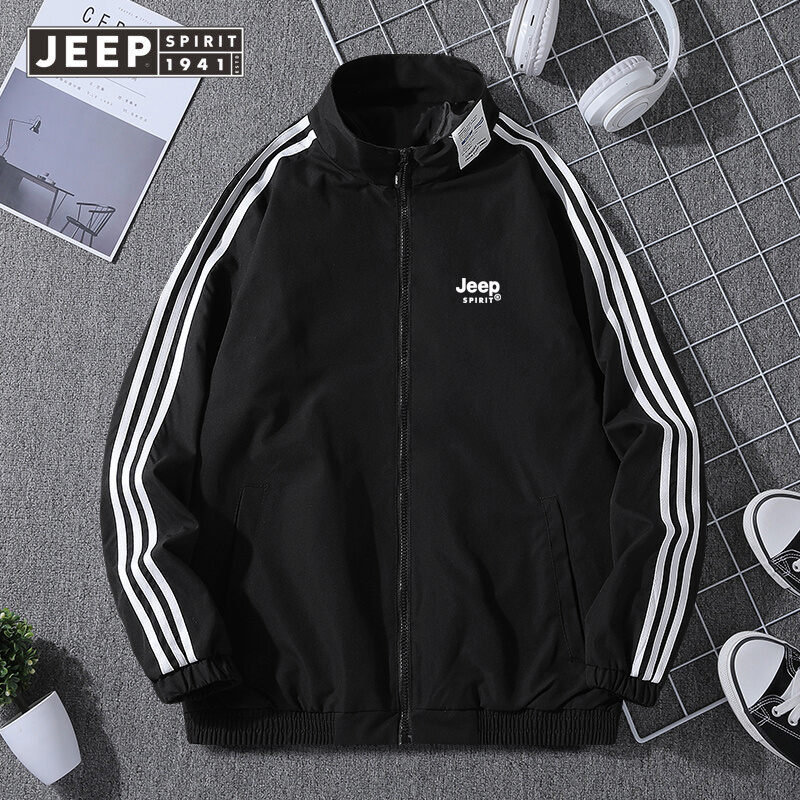 Jeep tinh thần Áo gió nam Áo khoác mùa thu 2022 chắp mảnh thời trang đơn giản nam rộng kích thước lớn quần áo Áo bomber trang phục thể thao cắm trại Áo khoác