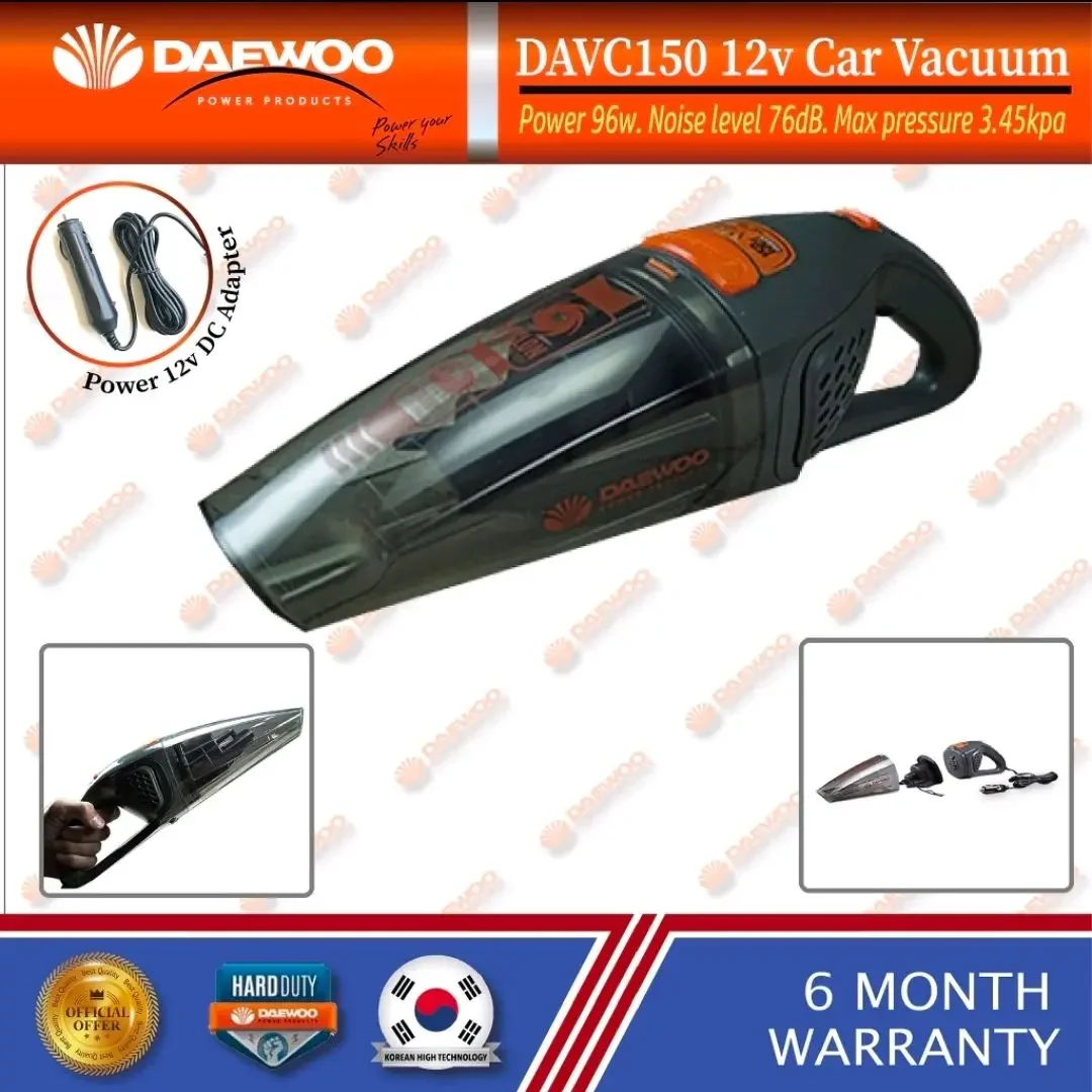Daewoo DAVC150 12V DC Car Vacuum Cleaner for Automotive with 96W