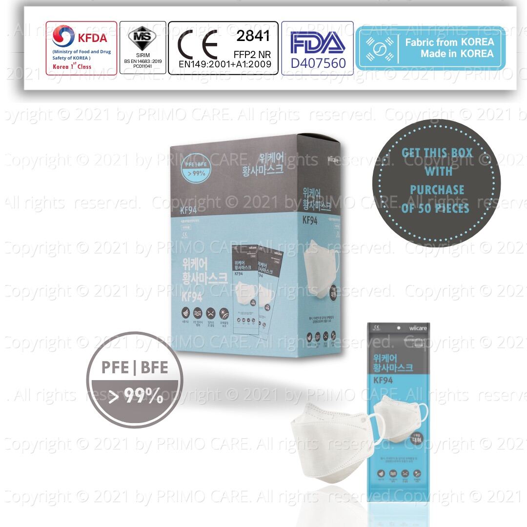 Wiicare FACE MASK KF94 /1PIECE /SIRIM MALAYSIA/ FDA/ CE/KFDA Primo