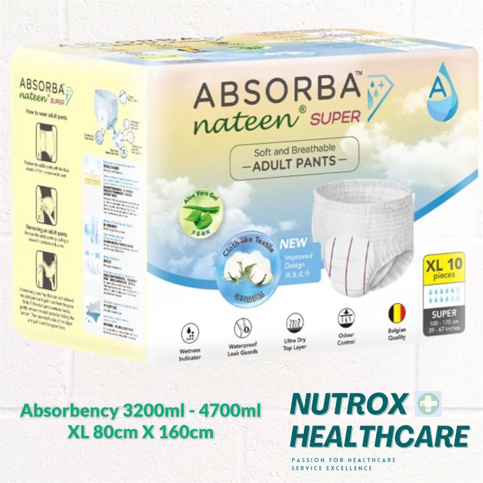 Absorba Nateen SUPER Adult Pull Up Pants XL 10pcs/bag