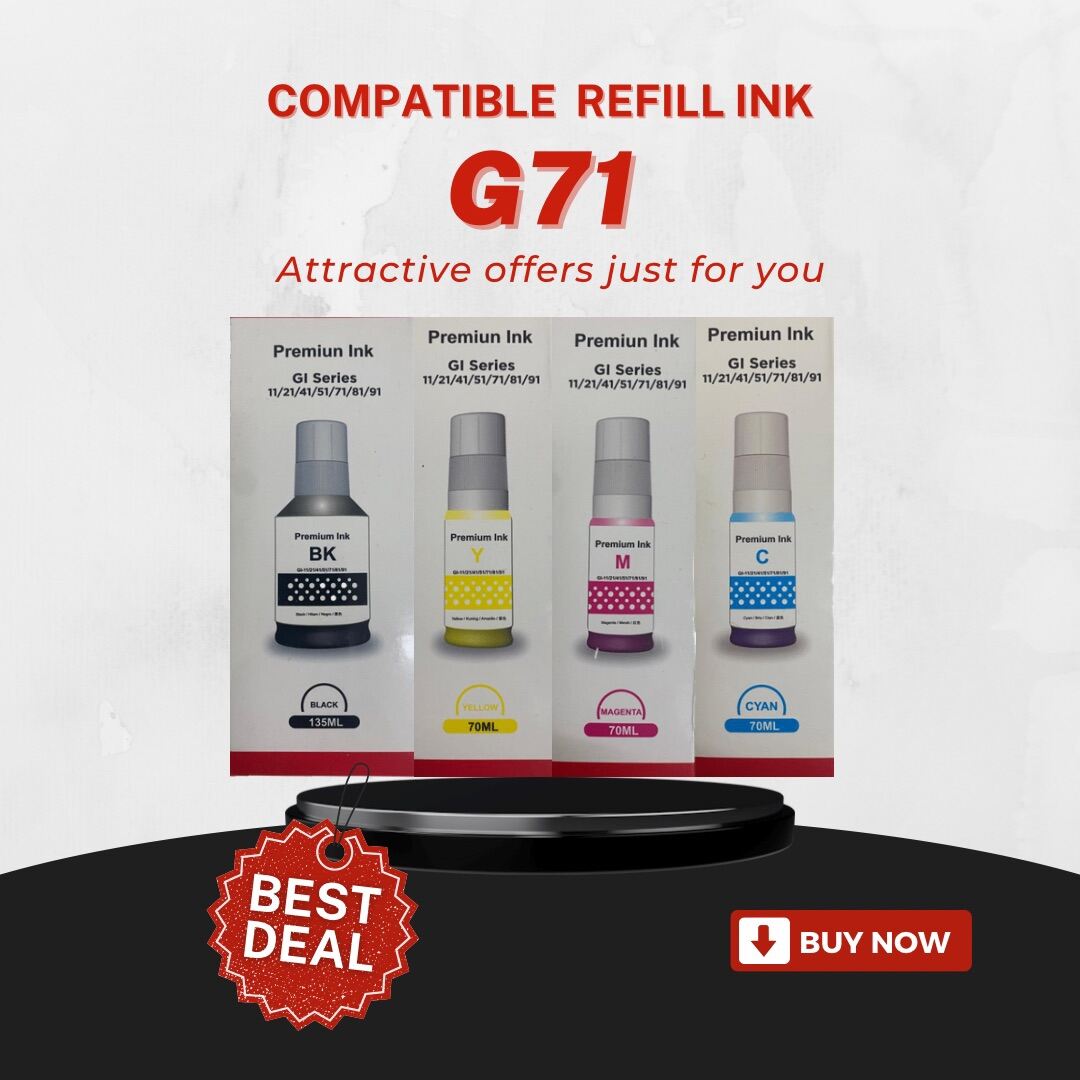 CANON G71 [Premium ink} OEM Ink Bottle Refill (BK/CY/MG/YL) Canon