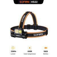 SOFIRN ไฟหน้า2500lm HS22แบบไม่มีขั้นไฟฉาย SFT25R การปรับอุณหภูมิสี LED 6000K พร้อมสวิตช์คู่แสงอุ่น2700K