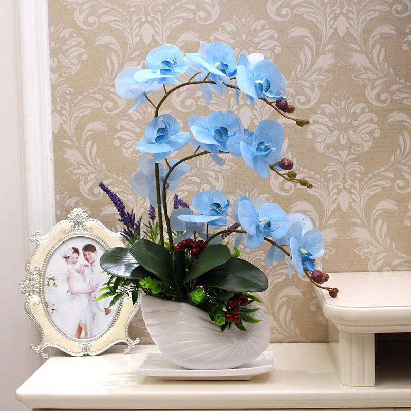 Pu Handfeel Imitation Flowers Butterfly Orchid Set Living Room