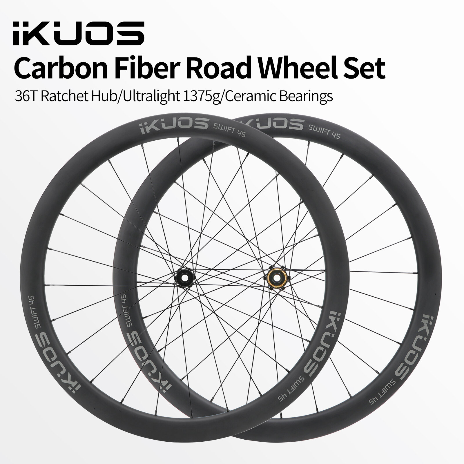  Ikuos T700 + 800 sợi carbon xe đạp đường trường wheelset-Center-Lock thru-axle 45mm rim sâu khí động học cho bay 24h phía trước và phía sau thép vòng bi bằng gốm tùy chọn 