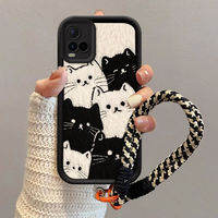 casing hp Vivo Y21 Y21t Y21s Y21e Y21a terbaru 2025 Kucing hitam putih Kartun Avatar
