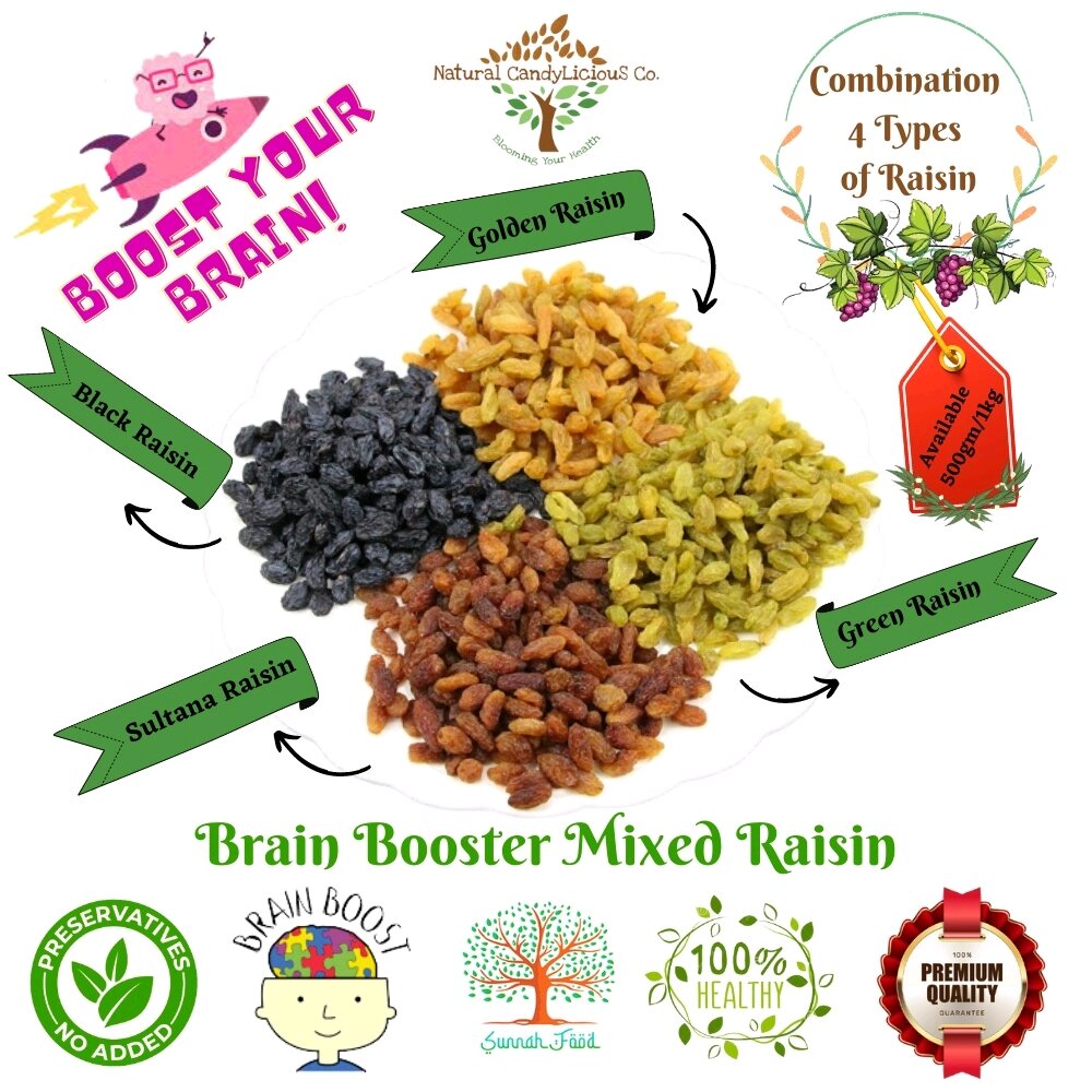 Brain Booster Mixed Raisin – Combination 4 Types of Raisin – Black ...