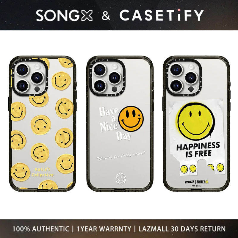 SONGX Casetify Acrylic Phone Case Co Branded Smiley Face Pattern Shockproof Case With Magsafe For iPhone 17 16 15 14 13 12 Pro Max/ iPhone 17 16 15 14 13 12 Pro/ iPhone 17 16 15 14 13 12